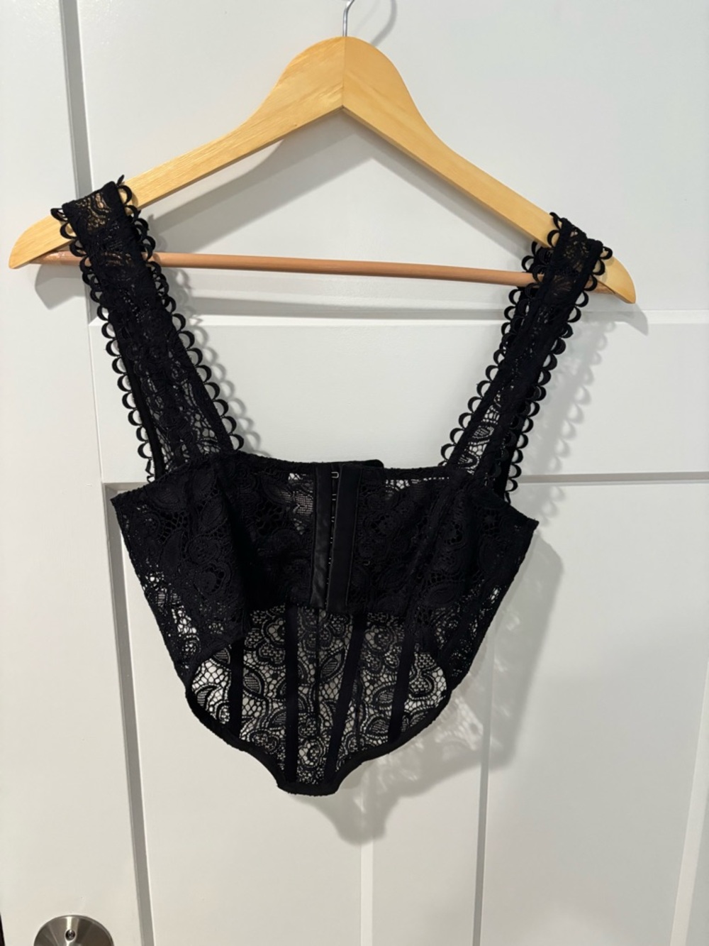For Love And Lemons Black Lace Corset Crop Top